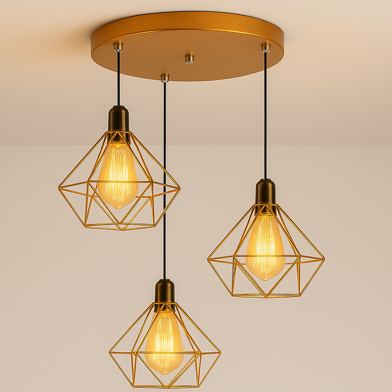 Luminária Pendente Triplo Diamante