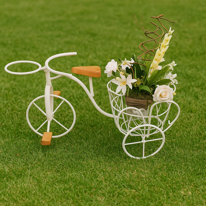 Bicicleta Decorativa de Ferro Rústica Branca - Pequena