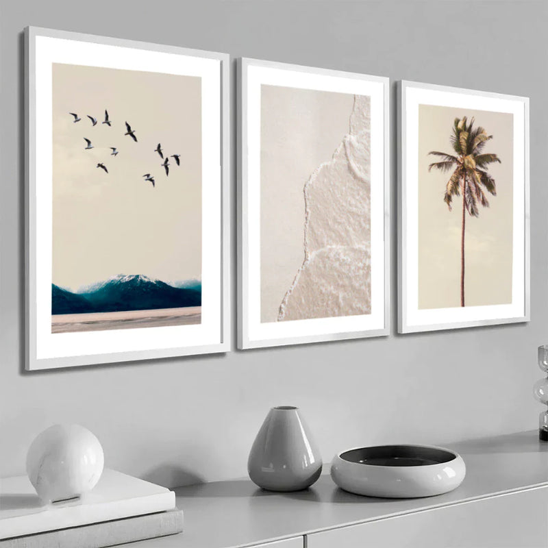 Conjunto com 3 Quadros Decorativos - Praia e Mar