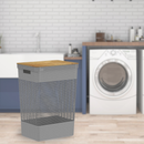 Cesto de Roupas com Tampa de Bambu