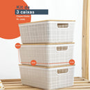 Kit 3 Caixas Organizadoras com Tampa de Bambu