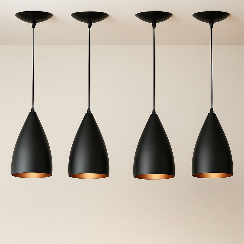 Kit 4 Pendentes Vegas Preto e Bronze