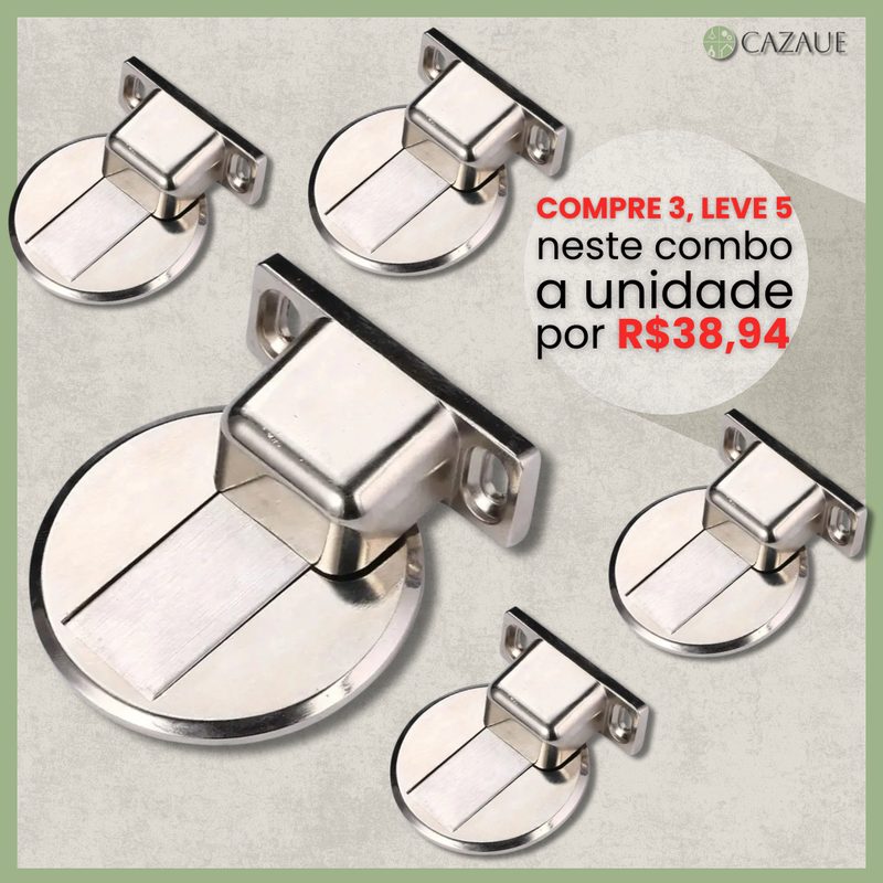 Batente de Porta Magnético Cromado EasyLock - COMPRE 2 e LEVE 3!
