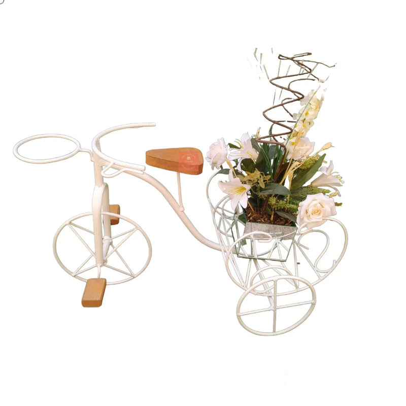 Bicicleta Decorativa de Ferro Rústica Branca - Pequena