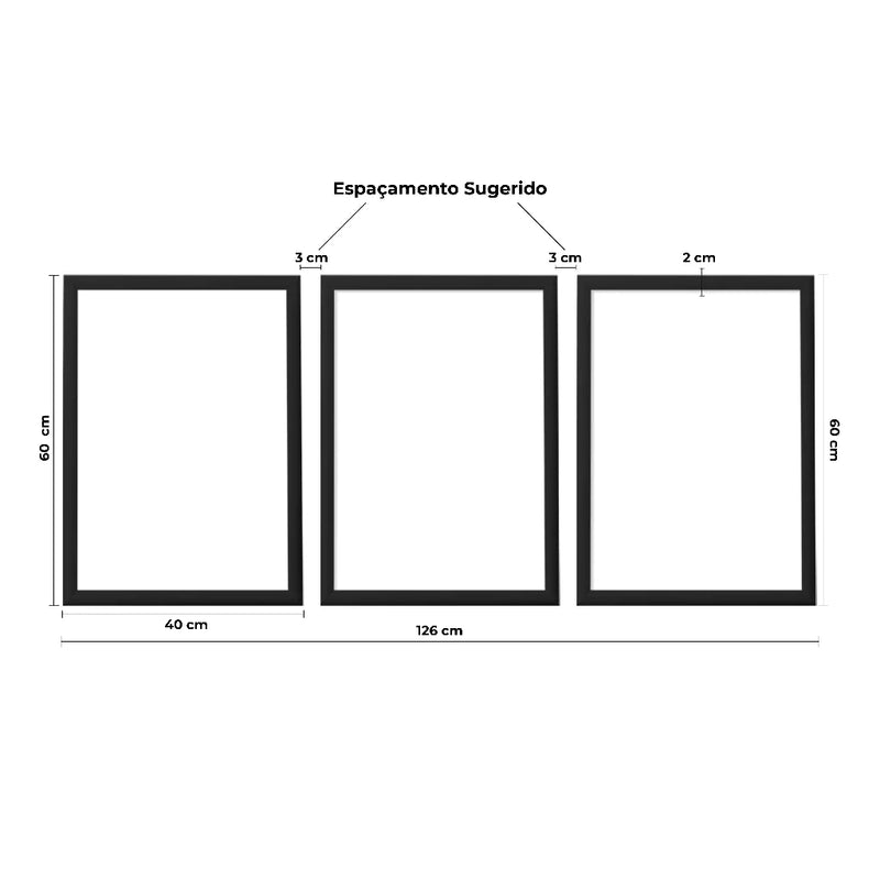 Conjunto com 3 Quadros Decorativos - Praia e Mar