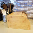 Porta Pão de Bambu com Tampa Retrátil