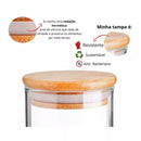 Potes de Vidro com Tampa de Bambu