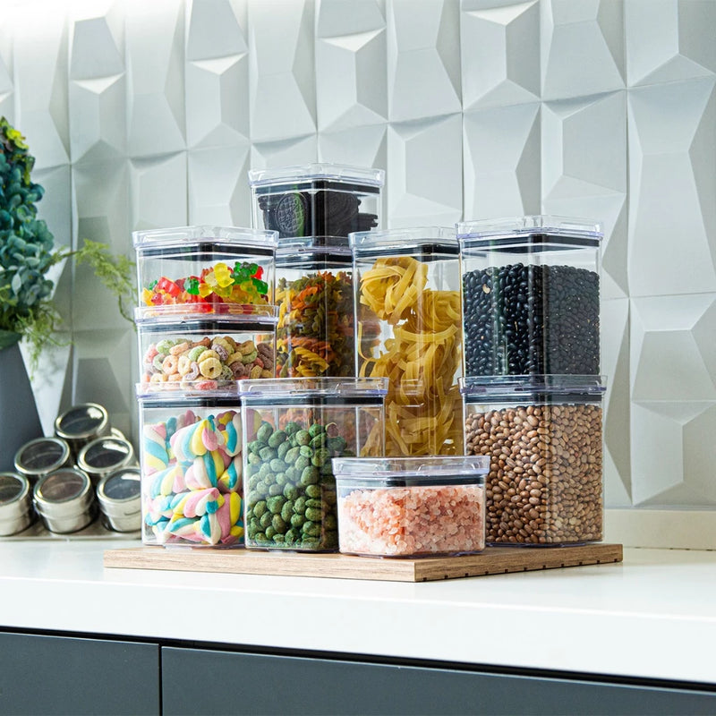 Potes Herméticos Plástico Empilháveis com Trava e Alta Vedação