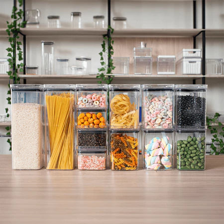 Potes Herméticos Plástico Empilháveis com Trava e Alta Vedação