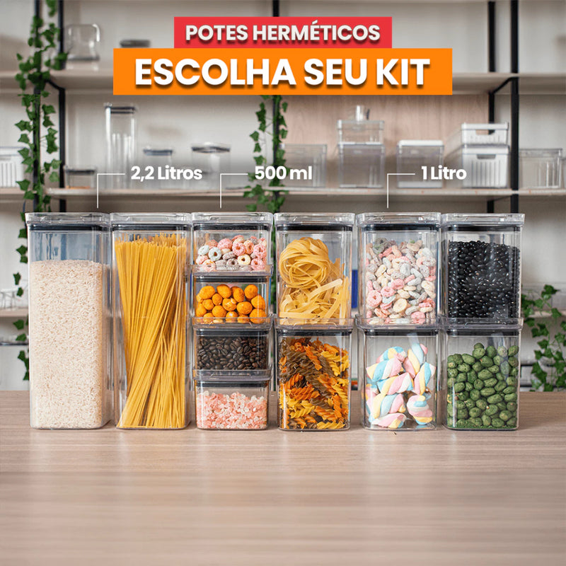 Potes Herméticos Plástico Empilháveis com Trava e Alta Vedação