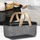 Kit Cesto Organizador Multiuso com Alça de Bambu - 3 peças