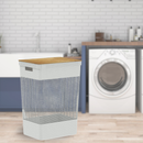 Cesto de Roupas com Tampa de Bambu