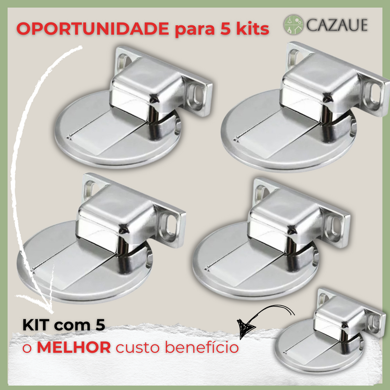 Batente de Porta Magnético Cromado - EasyLock [tem Cupom de 10% - Limitado]