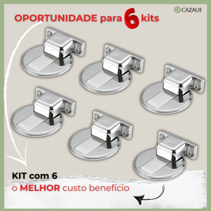 Batente de Porta Magnético Cromado - EasyLock [estoque LIMITADO]