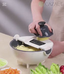 Ralador Cortador com Bacia Escorredor para Legumes 7 em 1