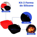 Kit 2 Formas de Silicone Quadrada para Air Fryer